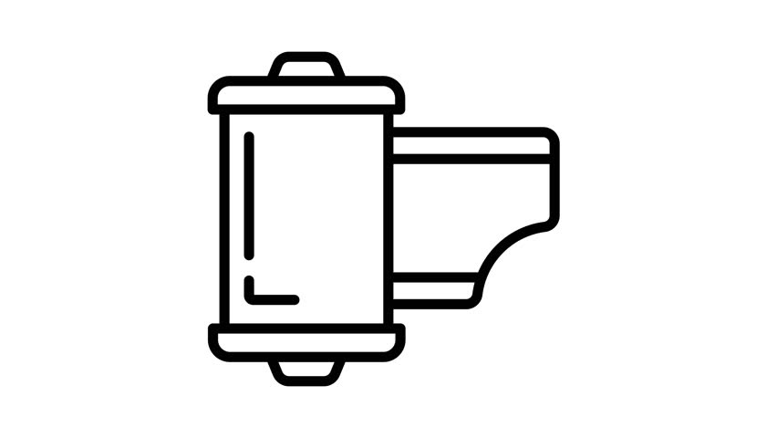 Animated the film canister spins open revealing a vintage camera.