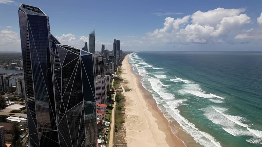Aerial View Of Jewel Private Residences - Gold Coast Beach In Surfers Paradise, Queensland, Australia.