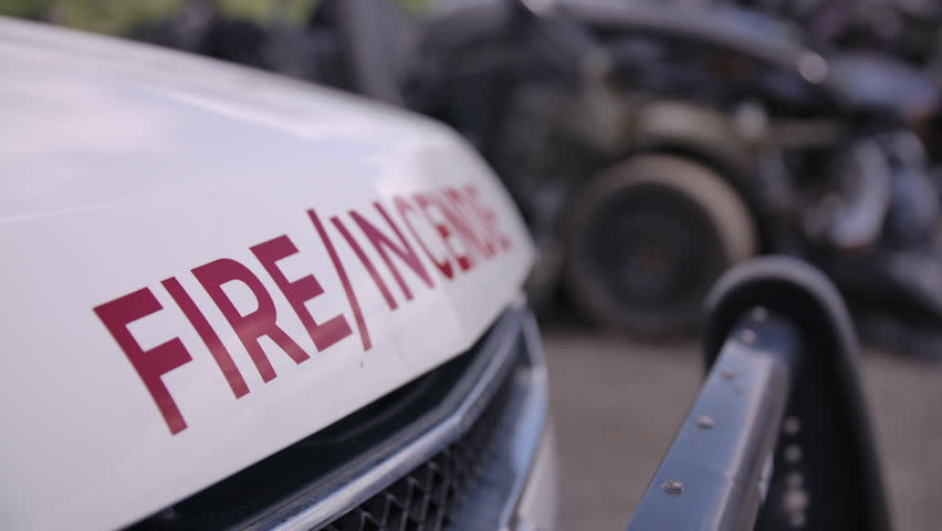 Fire department at the scene of a car crash