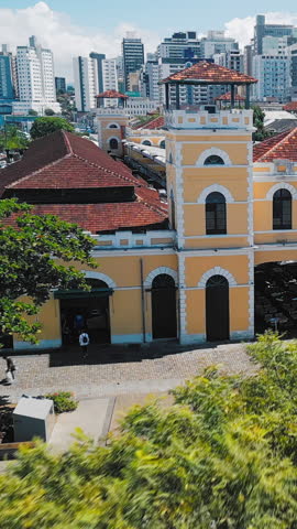 Central market in the city of Florianopolis, Brazil. Aerial view of the Central Market in the city of Florianopolis in Brazil