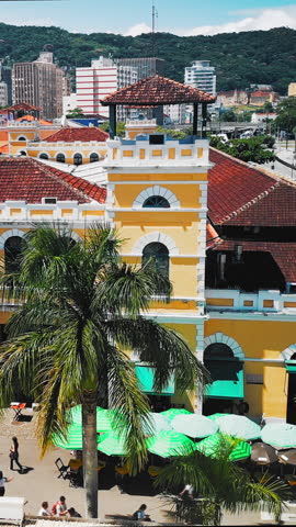 Central market in the city of Florianopolis, Brazil. Aerial view of the Central Market in the city of Florianopolis in Brazil