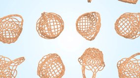Wicker Baskets Falling on a Light Blue Background. Wicker Easter Basket 3D. 4K - Powered by Shutterstock - Get 15% off with code: PIKWIZARD15