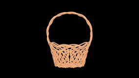 Wicker Basket Rotating on a Transparent Background. Seamless Loop. 4K - Powered by Shutterstock - Get 15% off with code: PIKWIZARD15