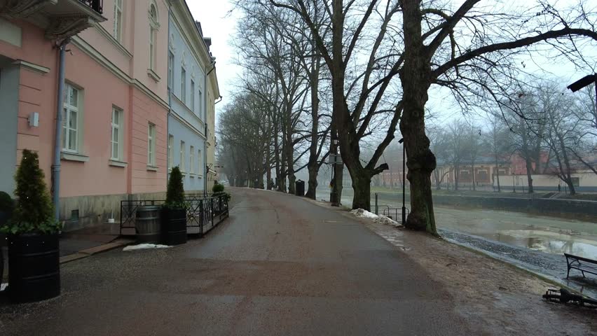 Street next to the river in Turku, Finland
