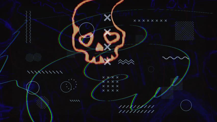 Colorful scribbles fast motion overlay background on dark background. 4K Quality Footage