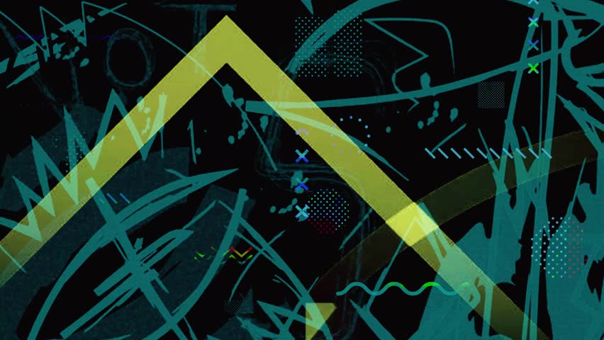 Colorful scribbles fast transition overlay background on black background. 4K Quality Footage