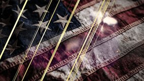 Abstract Memorial day text word on USA flag waving in wind texture on black background, American flag. 4K 3D Grunge US flag video waving in wind - Powered by Shutterstock - Get 15% off with code: PIKWIZARD15