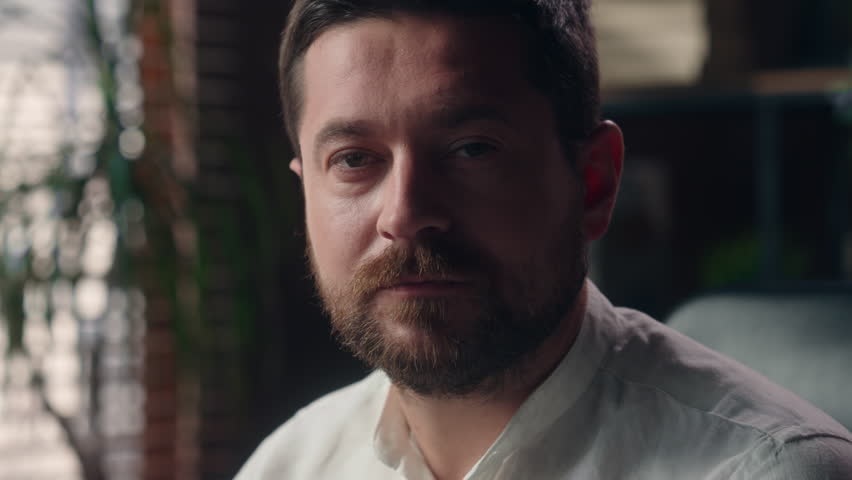 Serious adult Caucasian manager guy agent employer middle-aged man entrepreneur looking at camera in office corporation businessman male working professional ceo executive business startup job agency