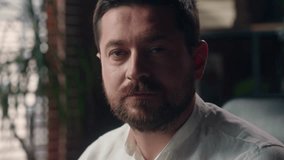 Serious adult Caucasian manager guy agent employer middle-aged man entrepreneur looking at camera in office corporation businessman male working professional ceo executive business startup job agency - Powered by Shutterstock - Get 15% off with code: PIKWIZARD15