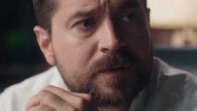 Close up distressed Caucasian man upset guy designer boss male pondering in office businessman suffering lost work nervous employee agent bankruptcy trouble entrepreneur business startup fail anxiety - Powered by Shutterstock - Get 15% off with code: PIKWIZARD15