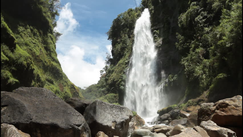 Majestic grand waterfalls in northern part of the Philippines. The famous tourist attraction Bomod-Ok Falls.
