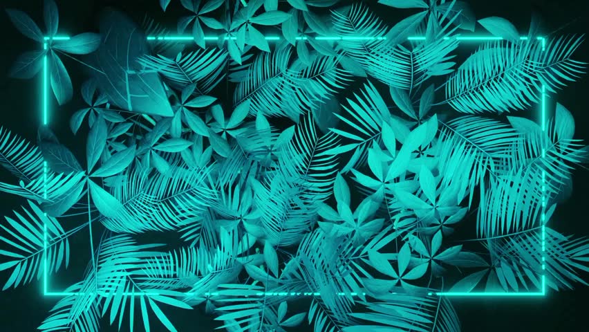 Neon Tropical Leaves Background | Futuristic Botanical Frame Design