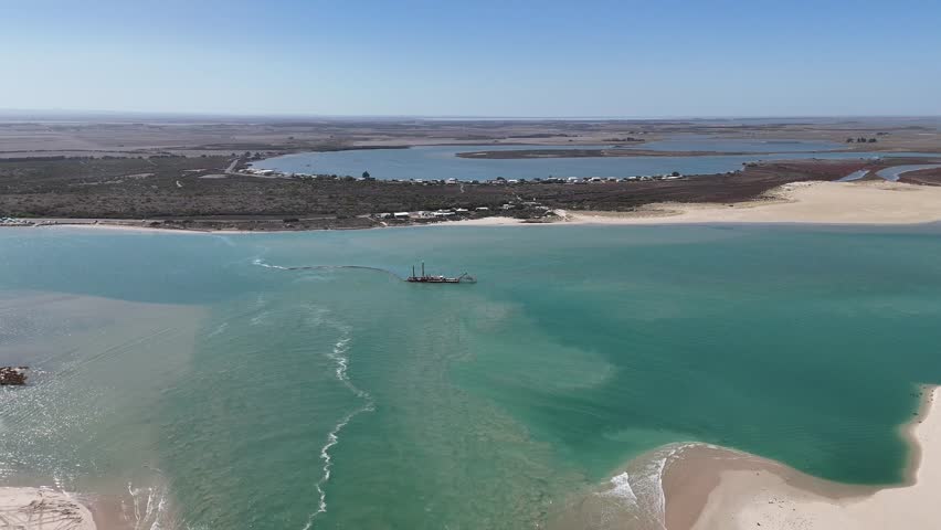 Coorong National Park – 4K Aerial Drone Footage from Murray Mouth Lookout, Hindmarsh Island, South Australia, Featuring Murray River Mouth, Sand Dunes, Estuary, Coastal Wetlands, Australia Wildlife