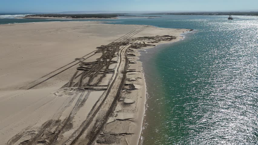Coorong National Park – 4K Aerial Drone Footage from Murray Mouth Lookout, Hindmarsh Island, South Australia, Featuring Murray River Mouth, Sand Dunes, Estuary, Coastal Wetlands, Australia Wildlife