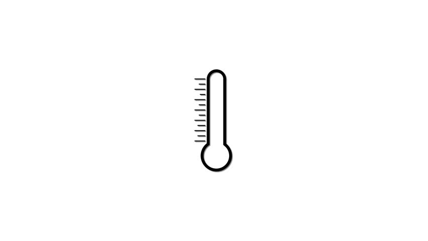 Cooling thermometer animation on white background, displaying temperature drop in a smooth and dynamic visual effect.