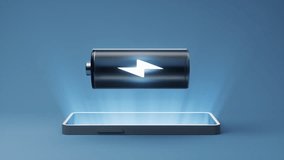 Mobile phone with battery on it, 3d rendering. Motion graphic. - Powered by Shutterstock - Get 15% off with code: PIKWIZARD15