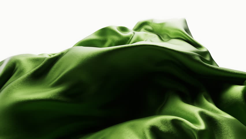 Flowing green wave cloth background, 3d rendering. Motion graphic.
