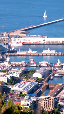 View from Signal Hill over Victoria and Alfred waterfront in Cape Town, vertical