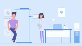 2D Cartoon illustration Female Nurse Weighing Thin Fit Boy On Scale And Entering The Data On Patient Profile. - Powered by Shutterstock - Get 15% off with code: PIKWIZARD15