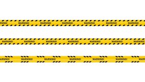 Warning tape set animation 4k video. Construction sign, road, danger, restricted, animated, caution, no people, police warning, stripe, danger tape video in black and white background - Powered by Shutterstock - Get 15% off with code: PIKWIZARD15