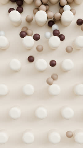 Marbles falling vertically from a structure. 3D animation of a marble run. Marble run vertical. Background of a spheres descending a structure.