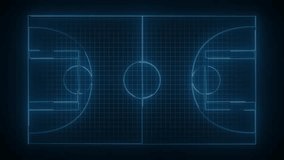 Animation of neon sports stadium on black background with neon lights ,Neon red basketball court animation - Powered by Shutterstock - Get 15% off with code: PIKWIZARD15