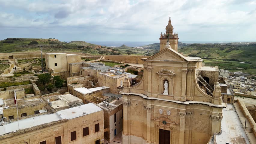  aerial views of Citadel in Gozo showcasing its historical architecture and surrounding landscapes