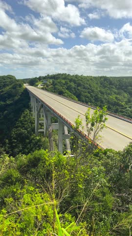 The Bacunayagua Bridge is a landmark of the Island of Freedom, connecting two parts of the Via Blanca highway. View from the Bacunayagua observation deck on the main Havana-Varadero road. Cuba
