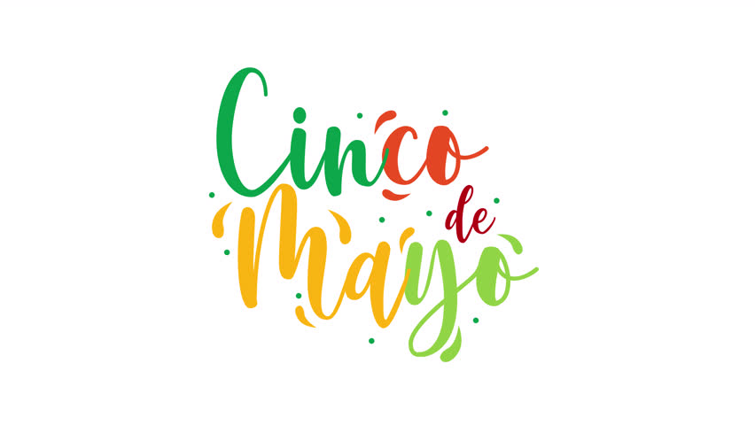 Cinco de Mayo colorful text in transparent background, for festive event promotions, marketing materials, social media graphics, party invitations, and decorations.