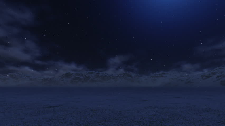 Snowy Mountains at Night, Time Lapse Clouds