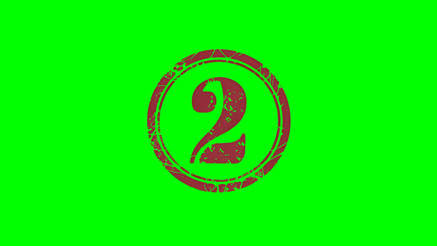Animated number "02" popup on green screen for numbering, bullets and rankings with chroma key background