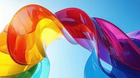 Abstract Rainbow Ribbon Flowing Against Blue Sky Background Creates a Colorful and Vibrant Visual - Powered by Shutterstock - Get 15% off with code: PIKWIZARD15