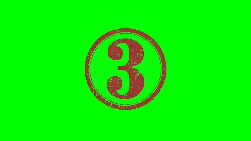 Animated number "03" popup on green screen for numbering, bullets and rankings with chroma key background