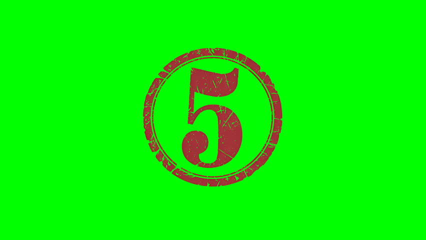 Animated number "05" popup on green screen for numbering, bullets and rankings with chroma key background