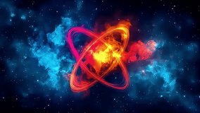 Energetic Atom Collision Animation Displaying Cosmic Energy with Light Streaks and Colorful Nebulae - Powered by Shutterstock - Get 15% off with code: PIKWIZARD15