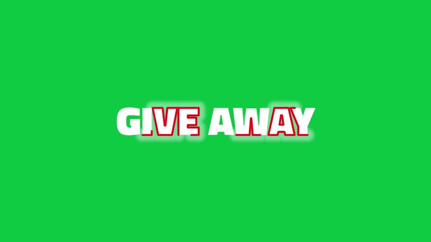 Bold animated text GIVE AWAY on a vibrant green background, featuring a dynamic and eye-catching transition effect, perfect for promotions or social media campaigns.