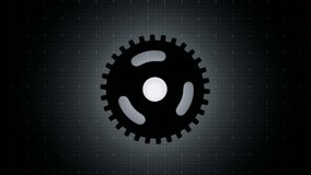 Rotating wheel gear animation. Silhouette of object. Camera moving into middle white hole - Powered by Shutterstock - Get 15% off with code: PIKWIZARD15