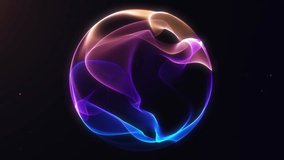 Abstract glowing sphere with neon light waves on black background. Futuristic energy flow, vibrant colors, tech and science style. Perfect for digital art or modern technology. 4k 60fps looped graphic - Powered by Shutterstock - Get 15% off with code: PIKWIZARD15