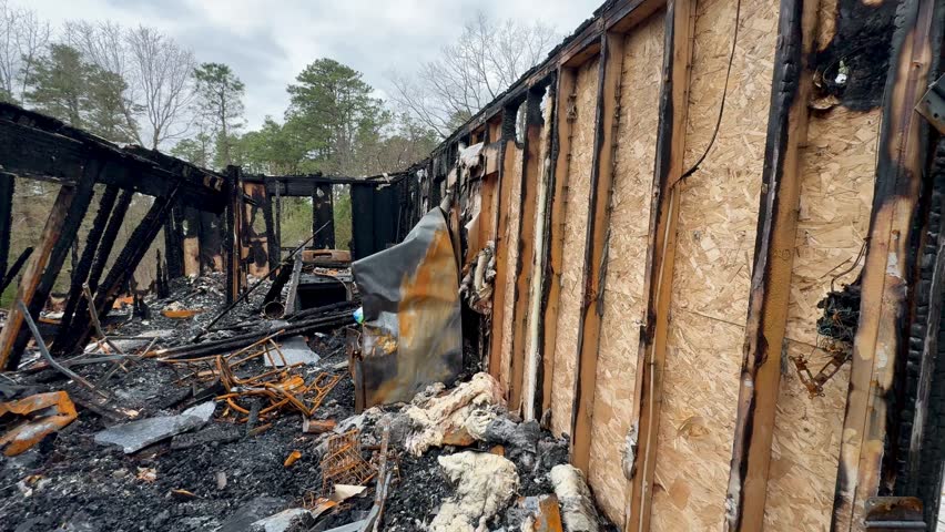 Video of a burned down residential home in New Jersey, USA