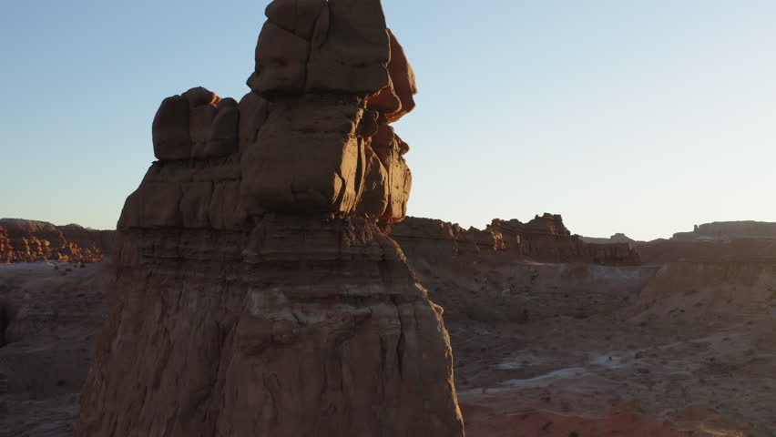 Rock Formations At Goblin Valley State Park In Utah, USA - Drone Shot