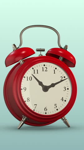 vintage alarm clock, timelapse, seamless loop (3d render)