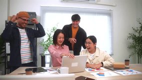 Happy diverse group Asian business start up freelance team analyzing statistics financial. Group Team of business people meeting conference discussion various topic corporate concept in office. - Powered by Shutterstock - Get 15% off with code: PIKWIZARD15