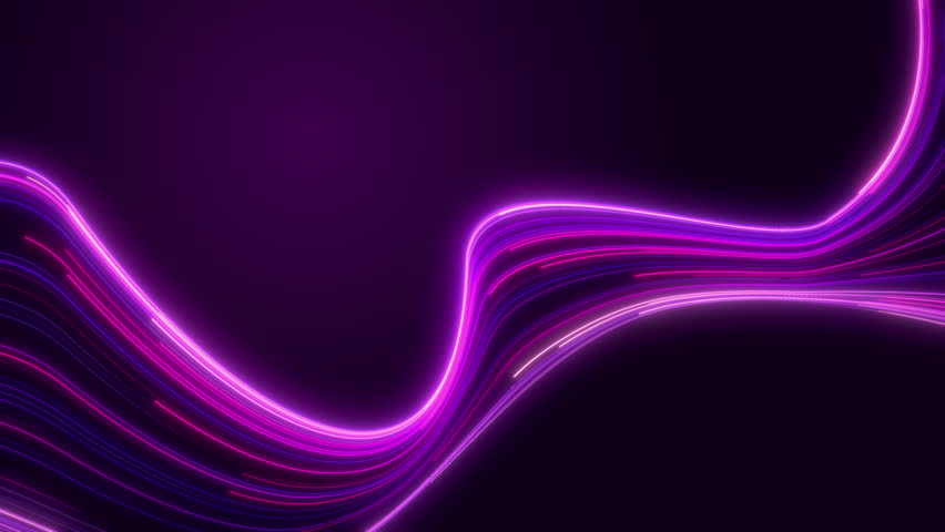 Abstract neon background, Neon light trails curving smoothly across a deep purple background, Fantastic minimalist wallpaper, Animation loop 4k