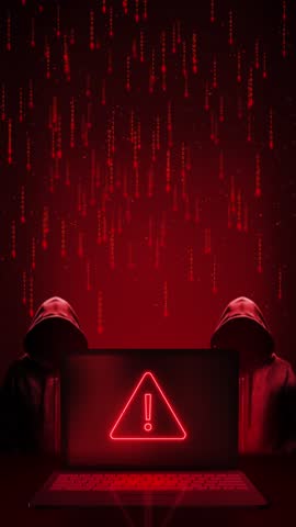 Hacker stealing data from a laptop cyber-attack and programming for malware with tech, scam and data. Anonymous hacker with computer. Concept of cybercrime, cyberattack, dark web. 3D Illustration