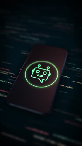 AI Chatbot Data Flow dynamic data streams, concept of AI driven data processing. AI big data chatbots, digital assistants, machine learning applications smart technology virtual. 3D Illustration