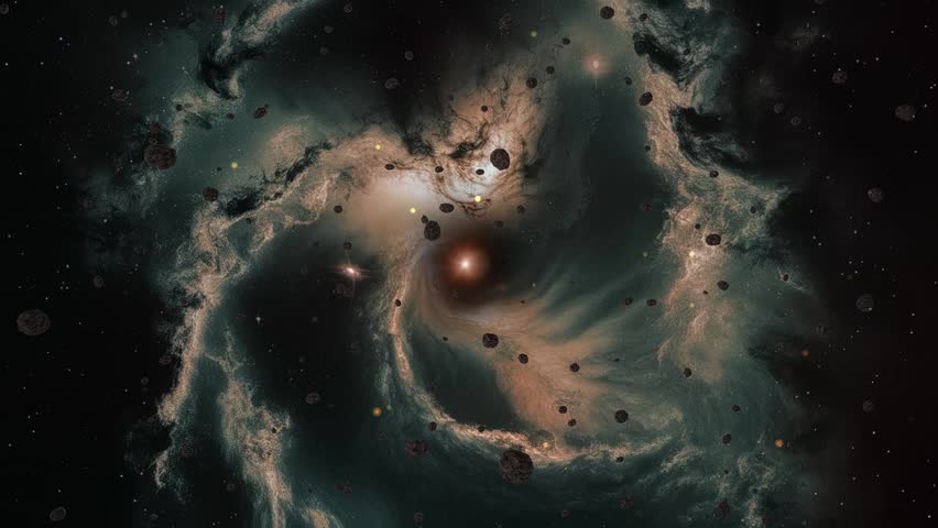 Cosmic Nebula Swirl: Celestial Dust and Gas Clouds