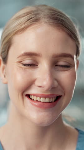 Dentist, face and smile with woman in office of hospital for appointment, checkup or healthcare. Dental hygiene, medical and oral care with medicine professional in clinic to prevent tooth decay