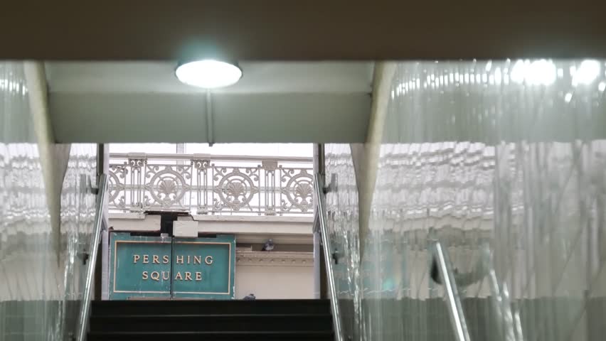 New York City Grand Central Terminal, Pershing Square sign. 42 street, Park Avenue. Subway metro architecture underground metropolitan entrance, exit. Midtown district railroad hub, railway transport.