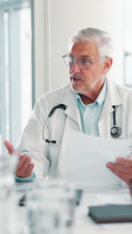Doctor, team and man applause for celebration, health achievement or target. Mature medical professional, happy or clap hands for support with goal, surgery success or paper for results in clinic