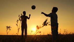 Father throwing ball to child son in summer park, educational game having fun nature. Dad together with son. Father son playing ball at sunset summer meadow, slow motion. Happy active family play ball - Powered by Shutterstock - Get 15% off with code: PIKWIZARD15